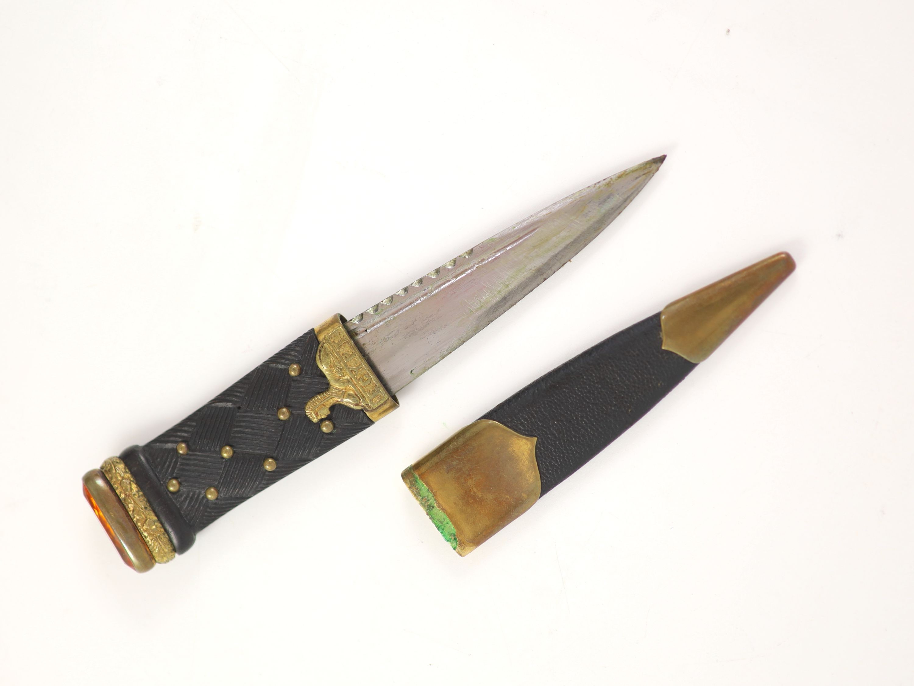A 19th century Scottish ormolu mounted dirk and a similar skean dubh